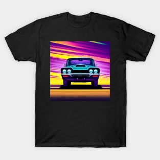 Classic car front with colorfull background T-Shirt